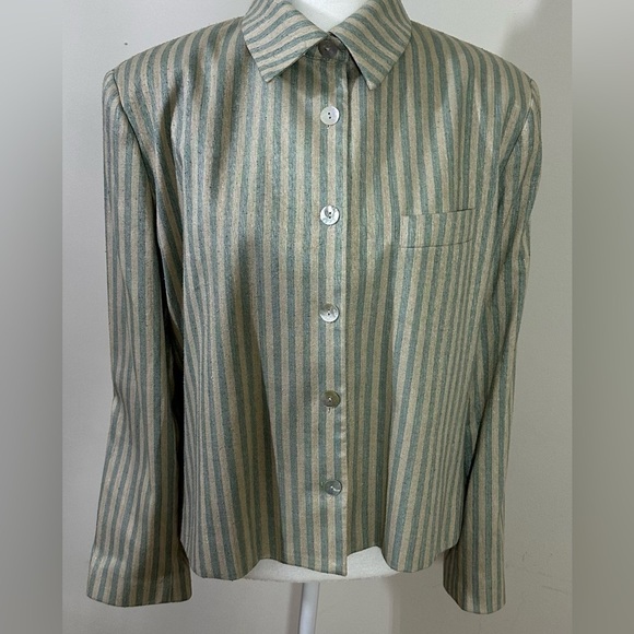 Brownstone Studio. Sz med linen blazer Vintage or top with shoulder pads. Lined - Picture 11 of 13